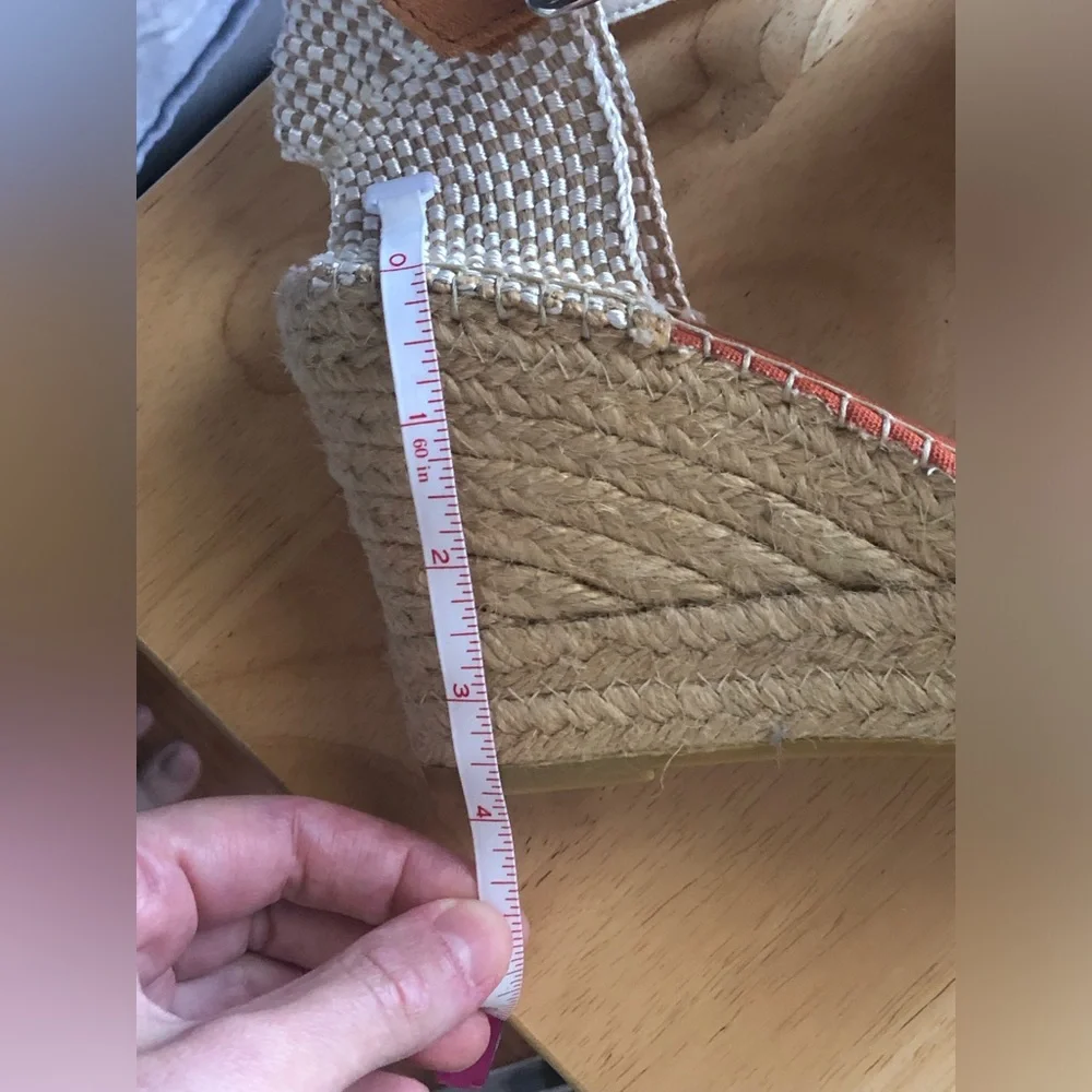 NWOT Clarks Women’s Orange Espadrille Wedge Sandals with Ankle Strap 9.5 Spain